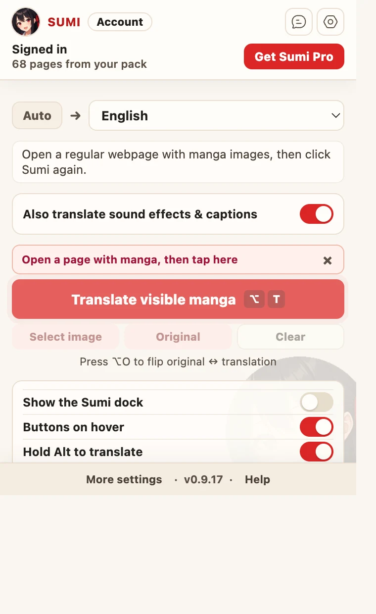 ป๊อปอัป: ภาษาปลายทาง ตัวอักษรเสียงเอฟเฟกต์ dock และทางลัด