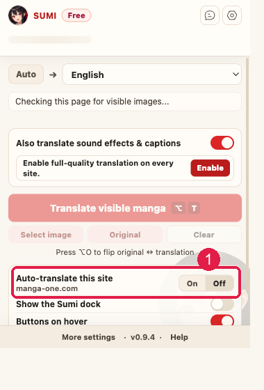 Turn on auto-translate for your manga site