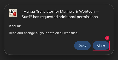 Allow site access when Chrome asks