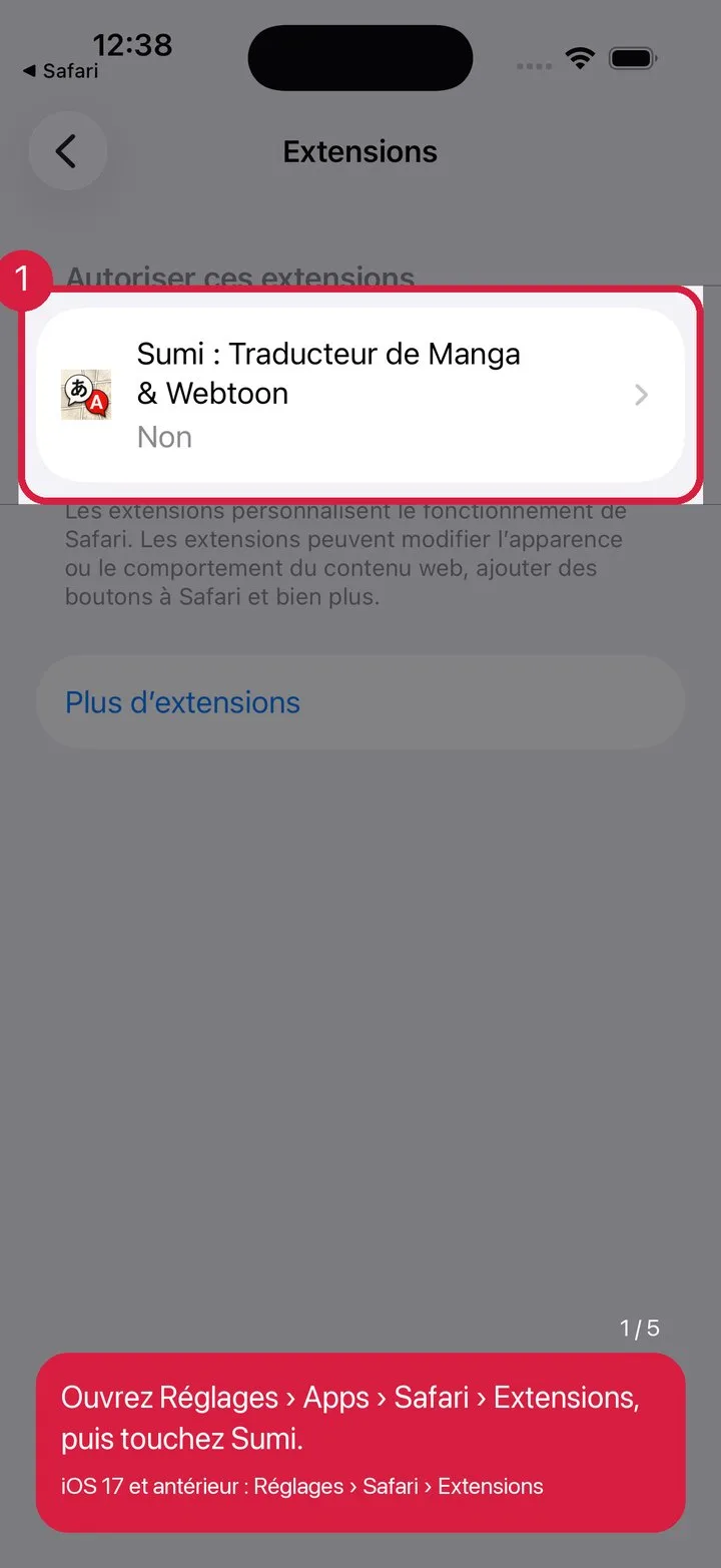 Trouvez Sumi dans Réglages