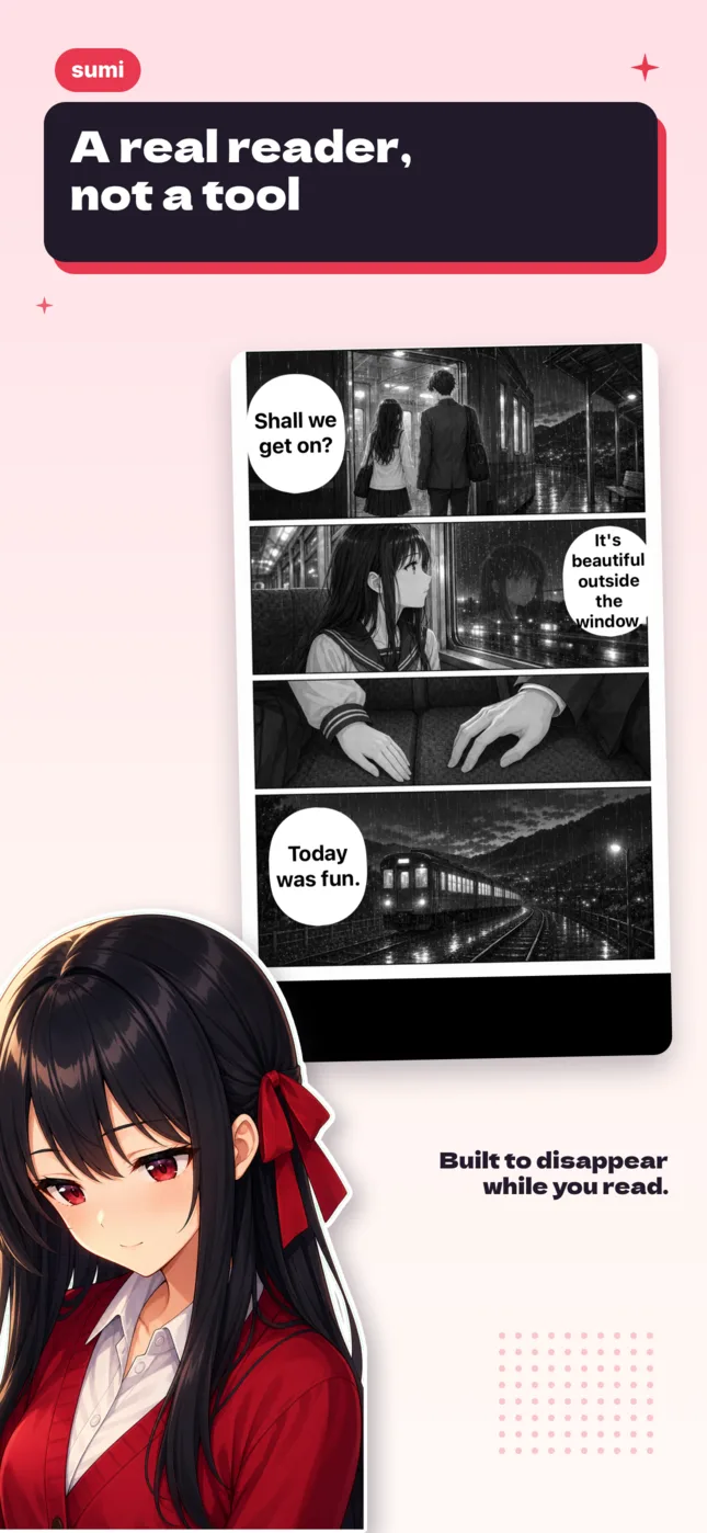 Sumi on iPhone showing a full-screen translated manga page with the page number